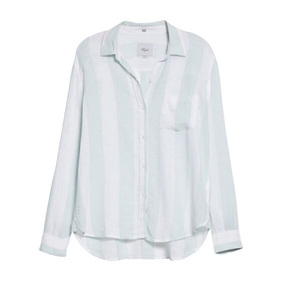 RAILS Women's Charli‎ Awning Stripe Linen Blend Blouse, XL (14), White/Blue, NWT - Picture 4 of 15
